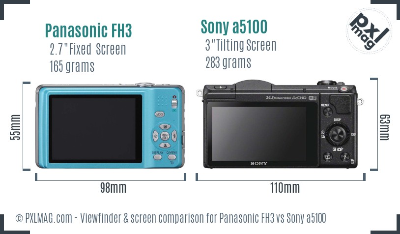 Panasonic FH3 vs Sony a5100 Screen and Viewfinder comparison