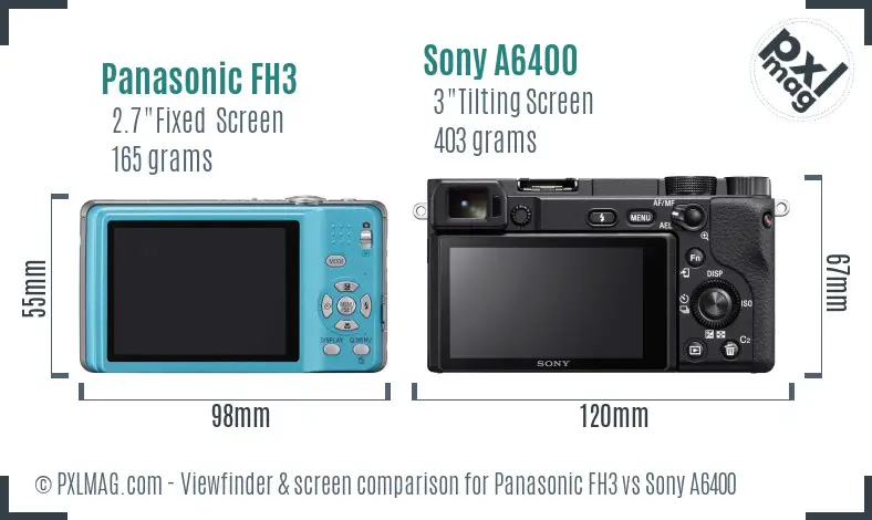 Panasonic FH3 vs Sony A6400 Screen and Viewfinder comparison