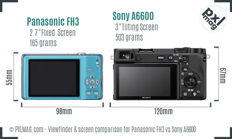Panasonic FH3 vs Sony A6600 Screen and Viewfinder comparison