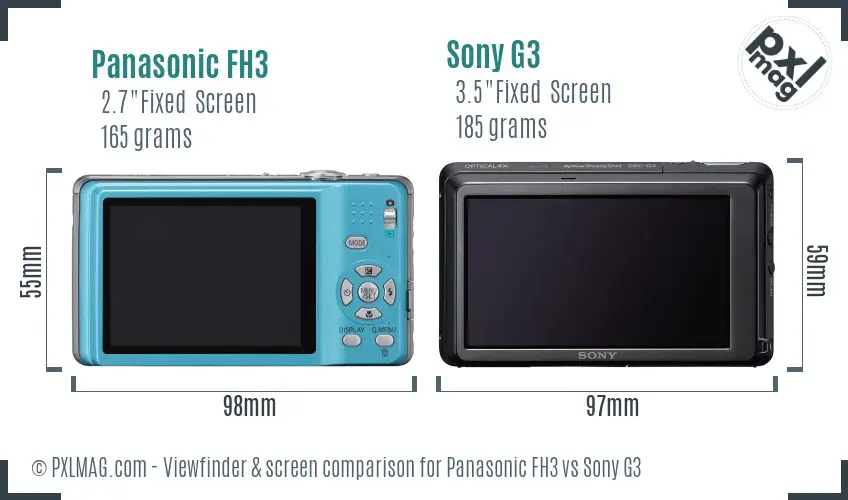Panasonic FH3 vs Sony G3 Screen and Viewfinder comparison