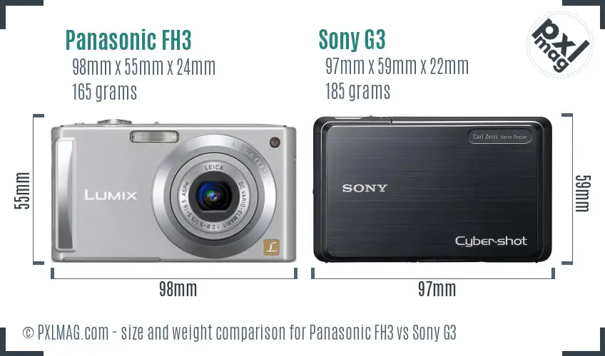 Panasonic FH3 vs Sony G3 size comparison