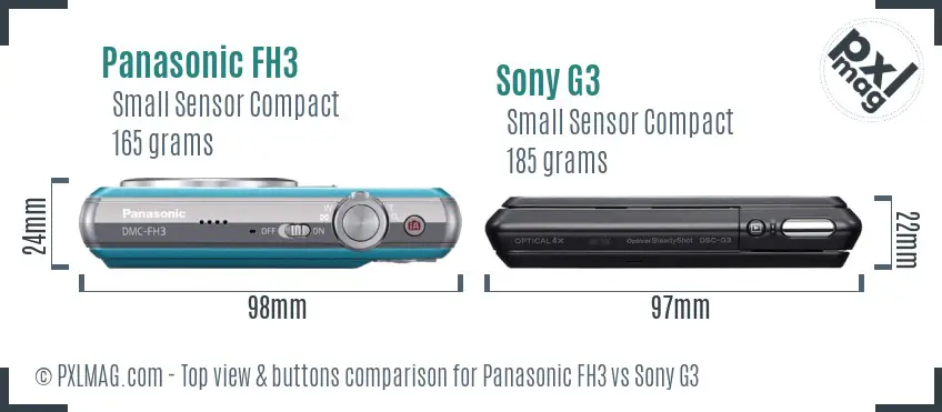 Panasonic FH3 vs Sony G3 top view buttons comparison