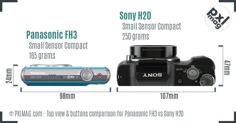 Panasonic FH3 vs Sony H20 top view buttons comparison