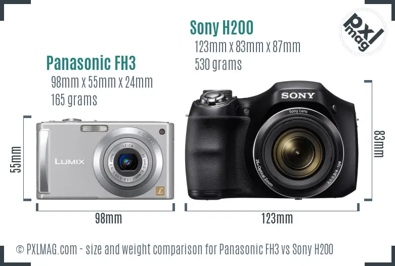 Panasonic FH3 vs Sony H200 size comparison