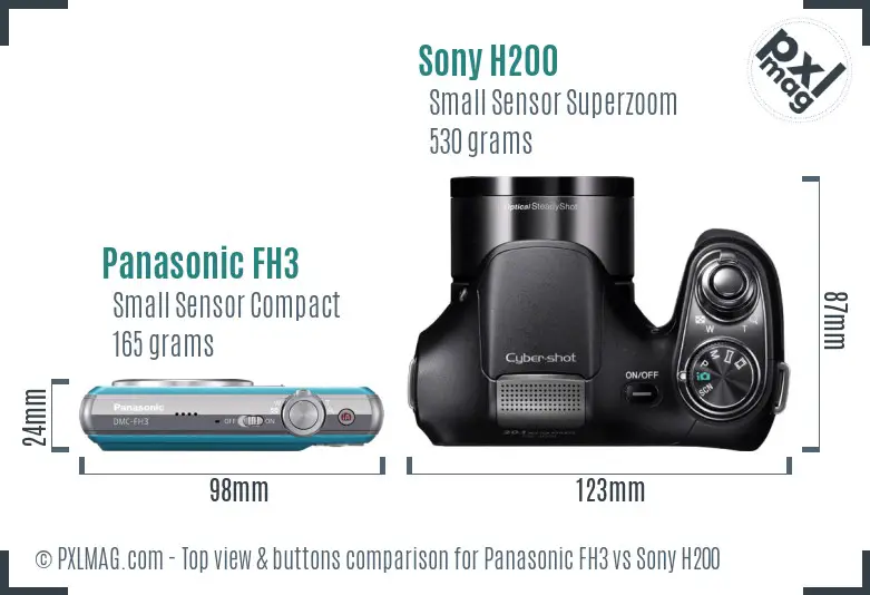Panasonic FH3 vs Sony H200 top view buttons comparison