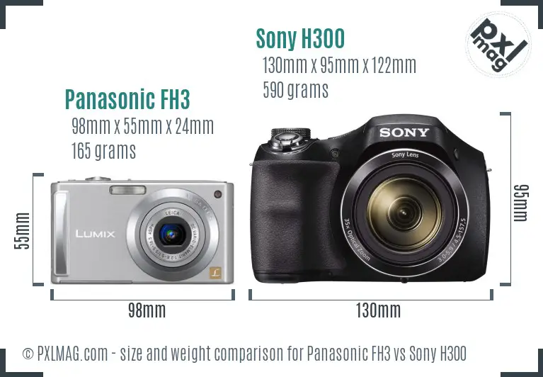 Panasonic FH3 vs Sony H300 size comparison