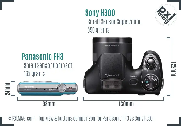 Panasonic FH3 vs Sony H300 top view buttons comparison