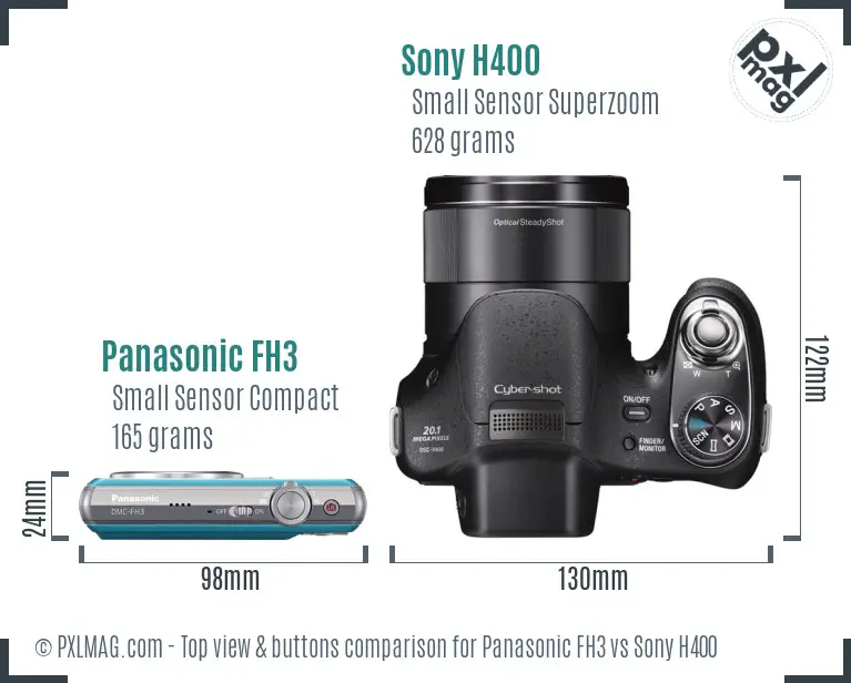 Panasonic FH3 vs Sony H400 top view buttons comparison