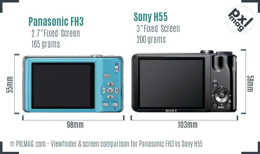 Panasonic FH3 vs Sony H55 Screen and Viewfinder comparison