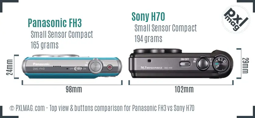 Panasonic FH3 vs Sony H70 top view buttons comparison