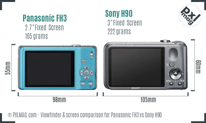 Panasonic FH3 vs Sony H90 Screen and Viewfinder comparison