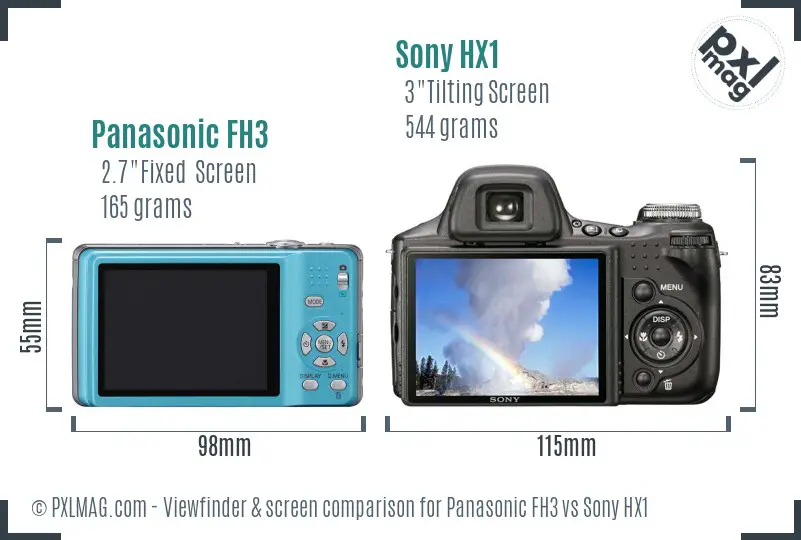 Panasonic FH3 vs Sony HX1 Screen and Viewfinder comparison