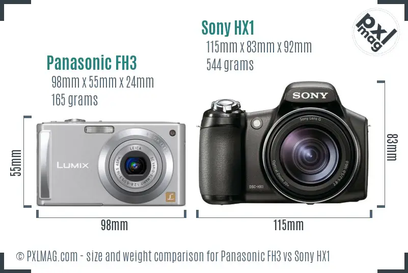 Panasonic FH3 vs Sony HX1 size comparison