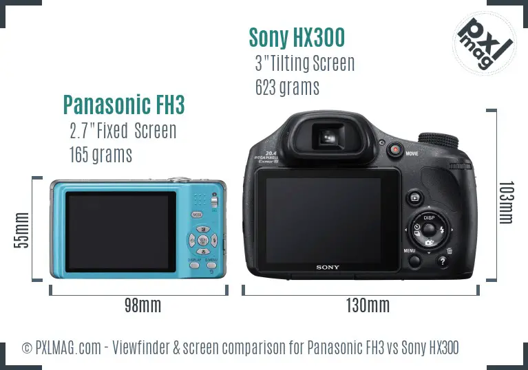 Panasonic FH3 vs Sony HX300 Screen and Viewfinder comparison