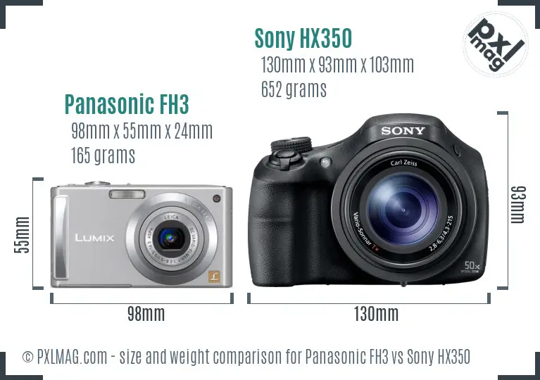Panasonic FH3 vs Sony HX350 size comparison