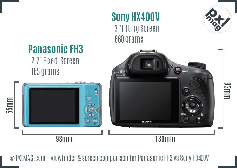 Panasonic FH3 vs Sony HX400V Screen and Viewfinder comparison