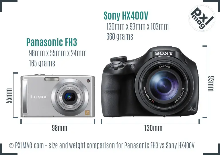 Panasonic FH3 vs Sony HX400V size comparison