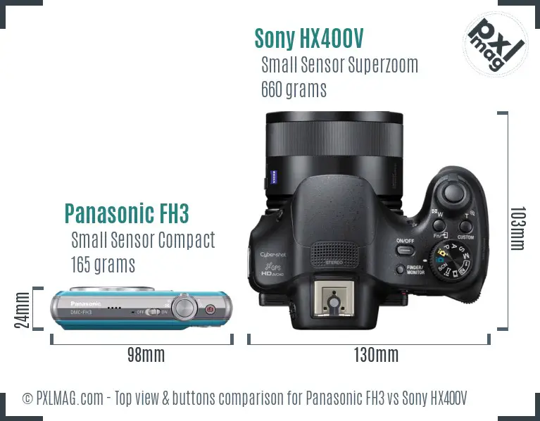Panasonic FH3 vs Sony HX400V top view buttons comparison