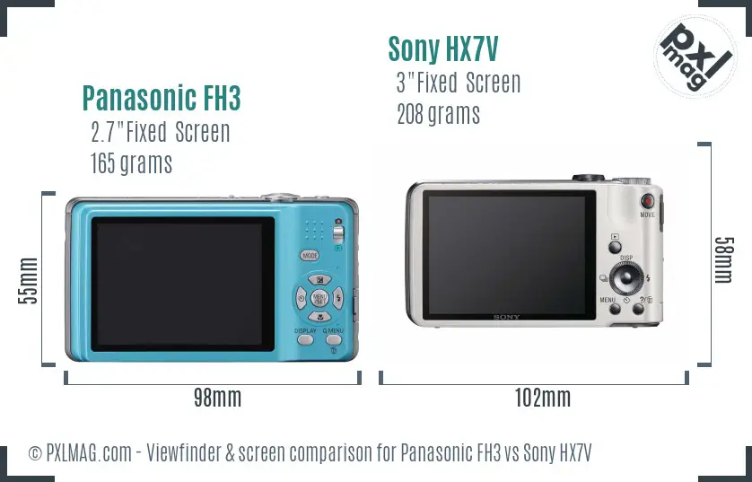 Panasonic FH3 vs Sony HX7V Screen and Viewfinder comparison