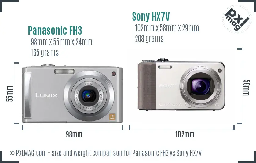 Panasonic FH3 vs Sony HX7V size comparison