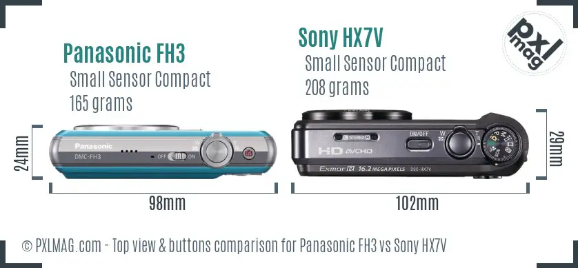 Panasonic FH3 vs Sony HX7V top view buttons comparison