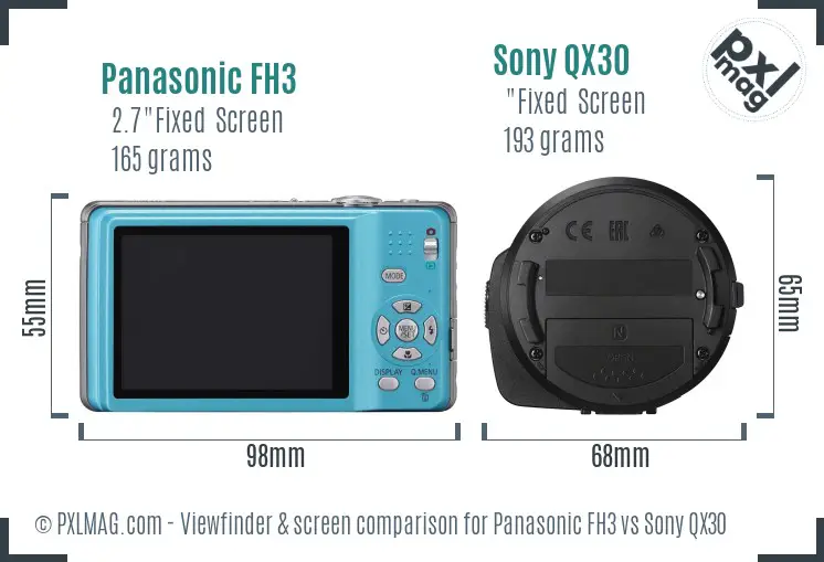 Panasonic FH3 vs Sony QX30 Screen and Viewfinder comparison