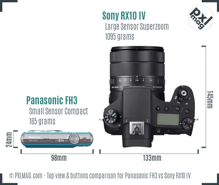 Panasonic FH3 vs Sony RX10 IV top view buttons comparison