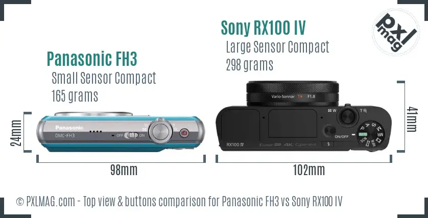 Panasonic FH3 vs Sony RX100 IV top view buttons comparison
