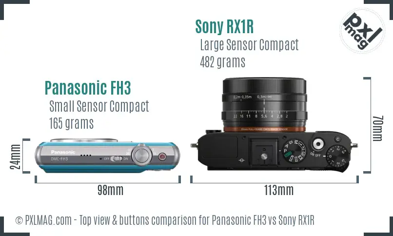 Panasonic FH3 vs Sony RX1R top view buttons comparison