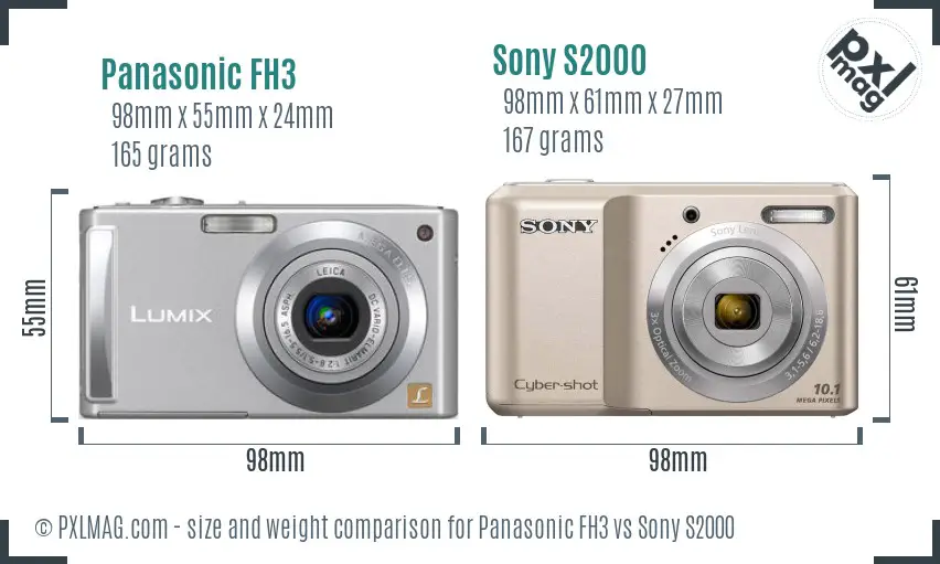 Panasonic FH3 vs Sony S2000 size comparison