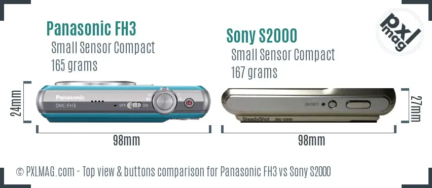 Panasonic FH3 vs Sony S2000 top view buttons comparison