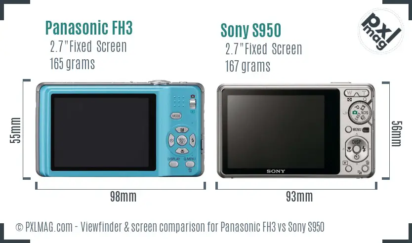 Panasonic FH3 vs Sony S950 Screen and Viewfinder comparison