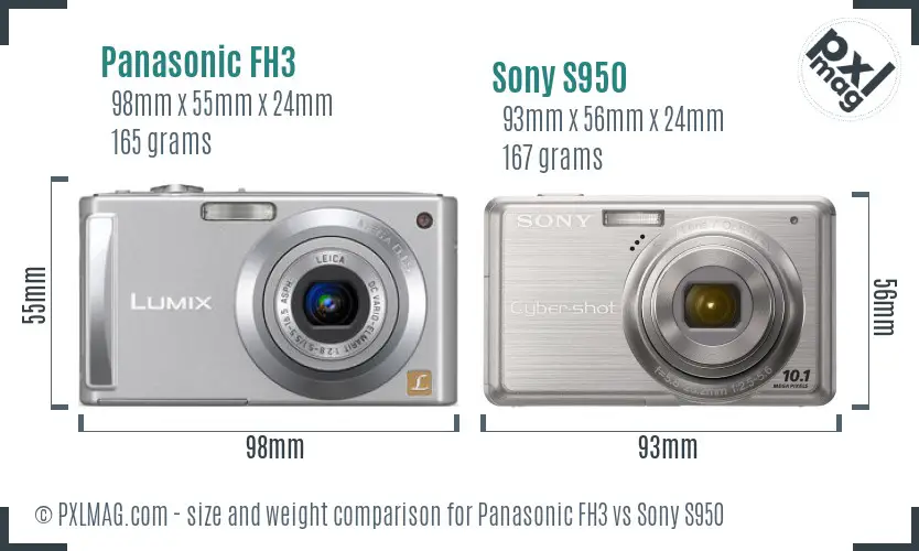 Panasonic FH3 vs Sony S950 size comparison