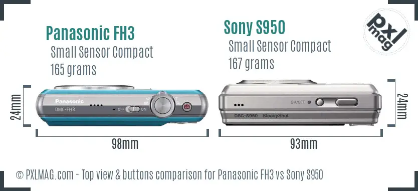 Panasonic FH3 vs Sony S950 top view buttons comparison