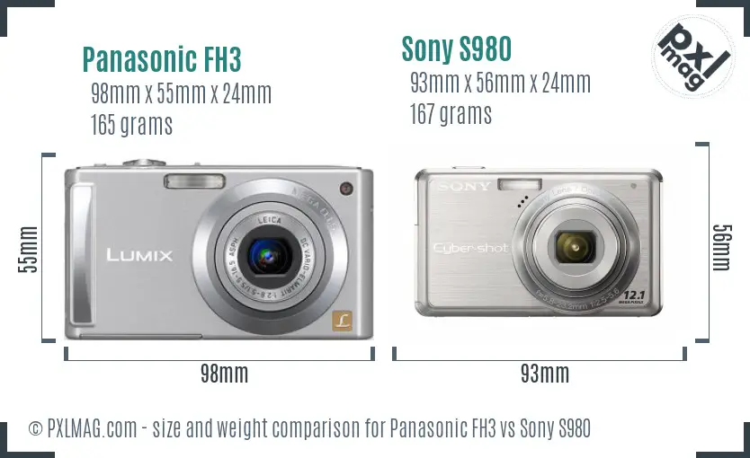 Panasonic FH3 vs Sony S980 size comparison