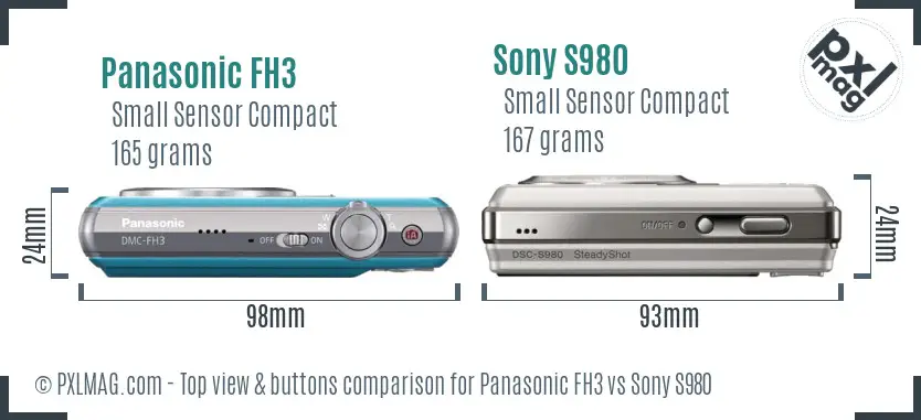Panasonic FH3 vs Sony S980 top view buttons comparison