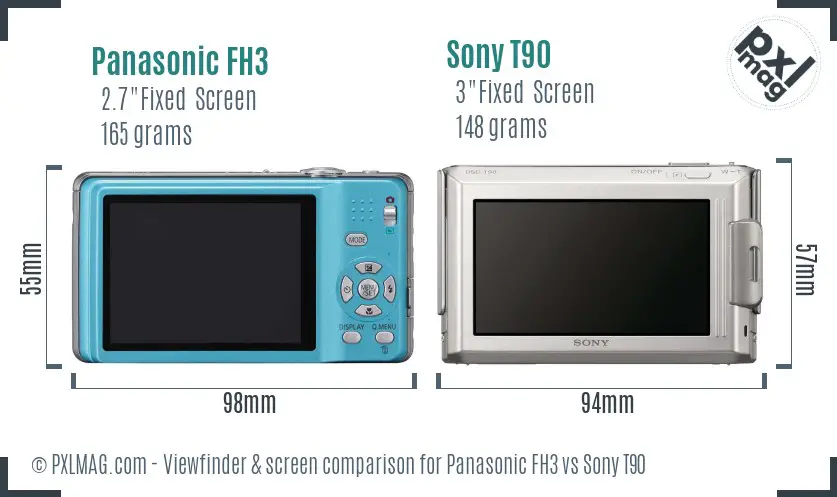 Panasonic FH3 vs Sony T90 Screen and Viewfinder comparison