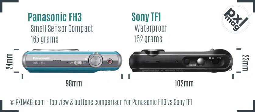 Panasonic FH3 vs Sony TF1 top view buttons comparison