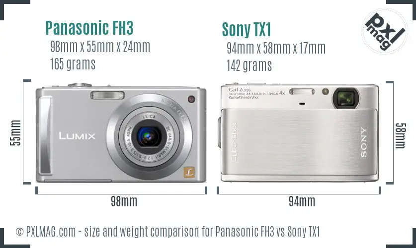 Panasonic FH3 vs Sony TX1 size comparison