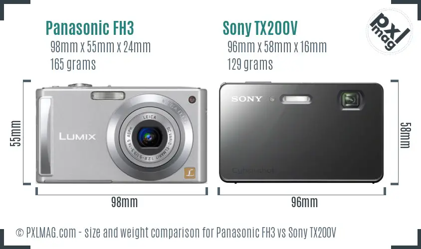 Panasonic FH3 vs Sony TX200V size comparison