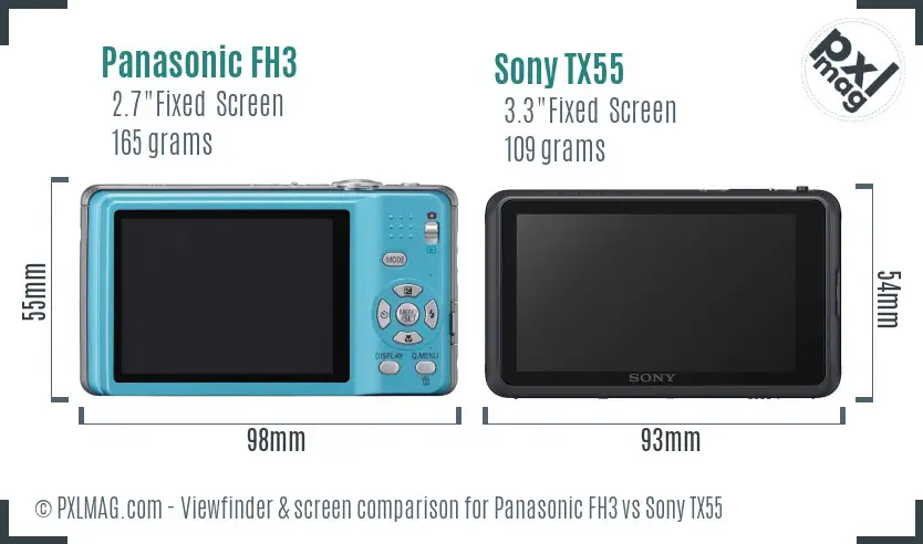 Panasonic FH3 vs Sony TX55 Screen and Viewfinder comparison