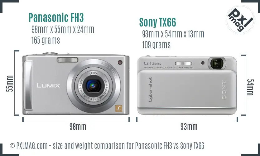 Panasonic FH3 vs Sony TX66 size comparison