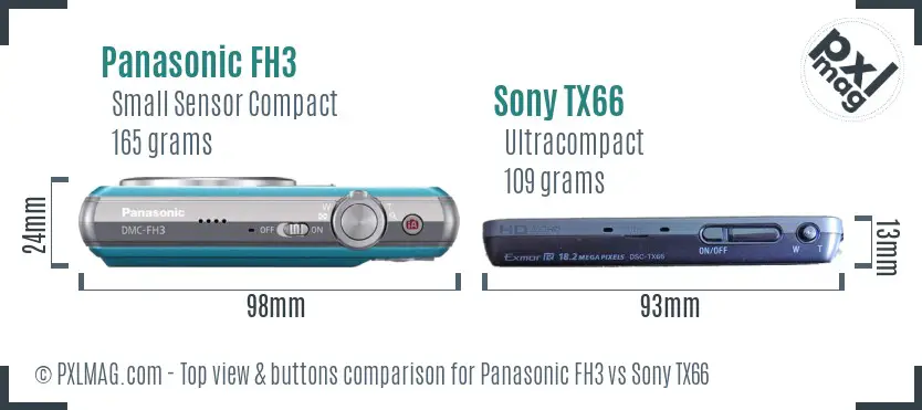 Panasonic FH3 vs Sony TX66 top view buttons comparison