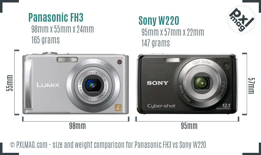 Panasonic FH3 vs Sony W220 size comparison