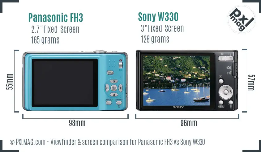 Panasonic FH3 vs Sony W330 Screen and Viewfinder comparison Panasonic FH3 vs Sony W330 Screen and Viewfinder comparison