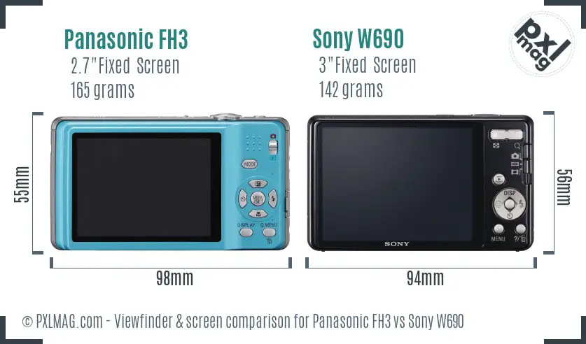 Panasonic FH3 vs Sony W690 Screen and Viewfinder comparison