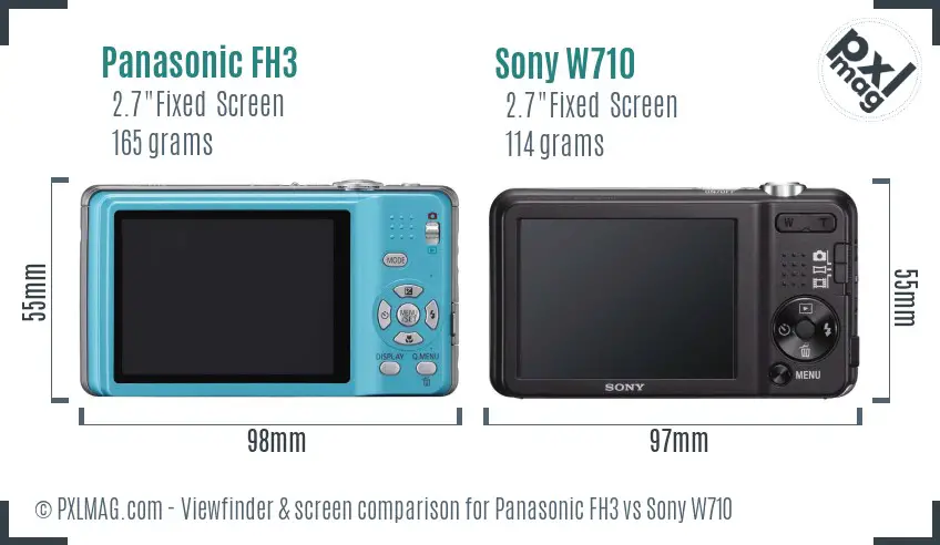 Panasonic FH3 vs Sony W710 Screen and Viewfinder comparison