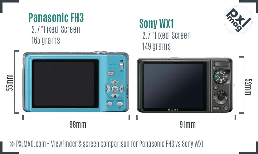 Panasonic FH3 vs Sony WX1 Screen and Viewfinder comparison