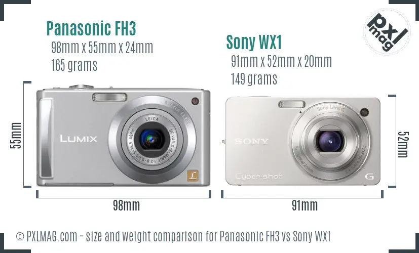 Panasonic FH3 vs Sony WX1 size comparison