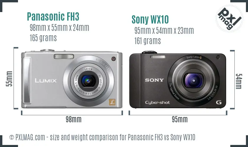 Panasonic FH3 vs Sony WX10 size comparison